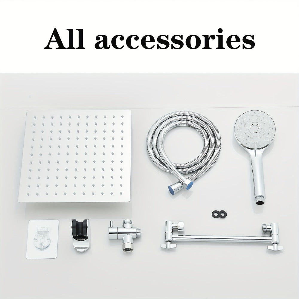 Rain Shower Head with Handheld Spray Combo 8 10 12 Inch High Pressure Rainfall Showerhead Adjustable Arm Wall Mount Chrome Black Bathroom - product image 11