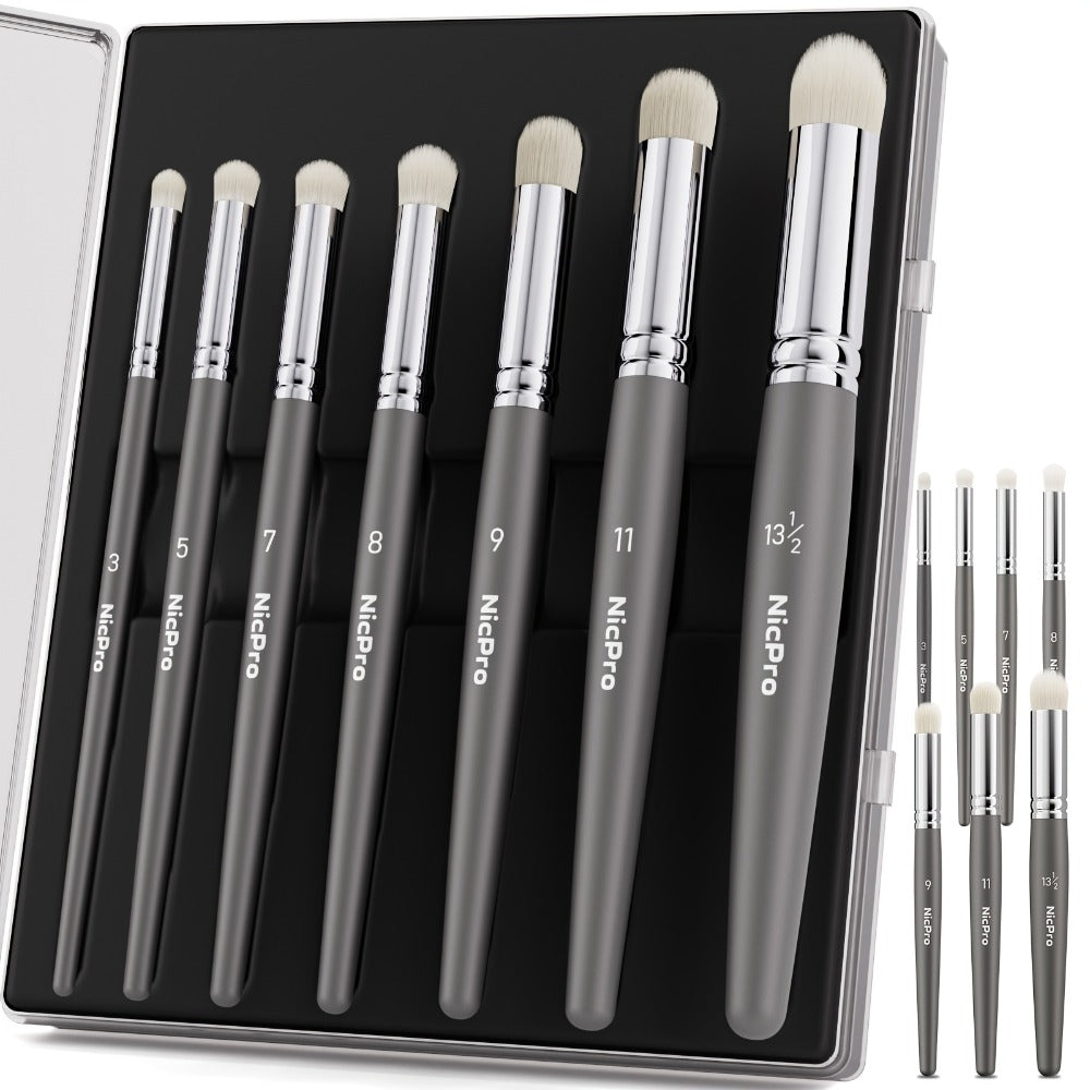 Dry Brush Set for Miniature Painting 7 Sizes – Professional Drybrush Kit with Storage Case – Hobby Detail Paint Brushes for Models Warhammer DnD Figures – Black & Gray – Gift for Hobbyists