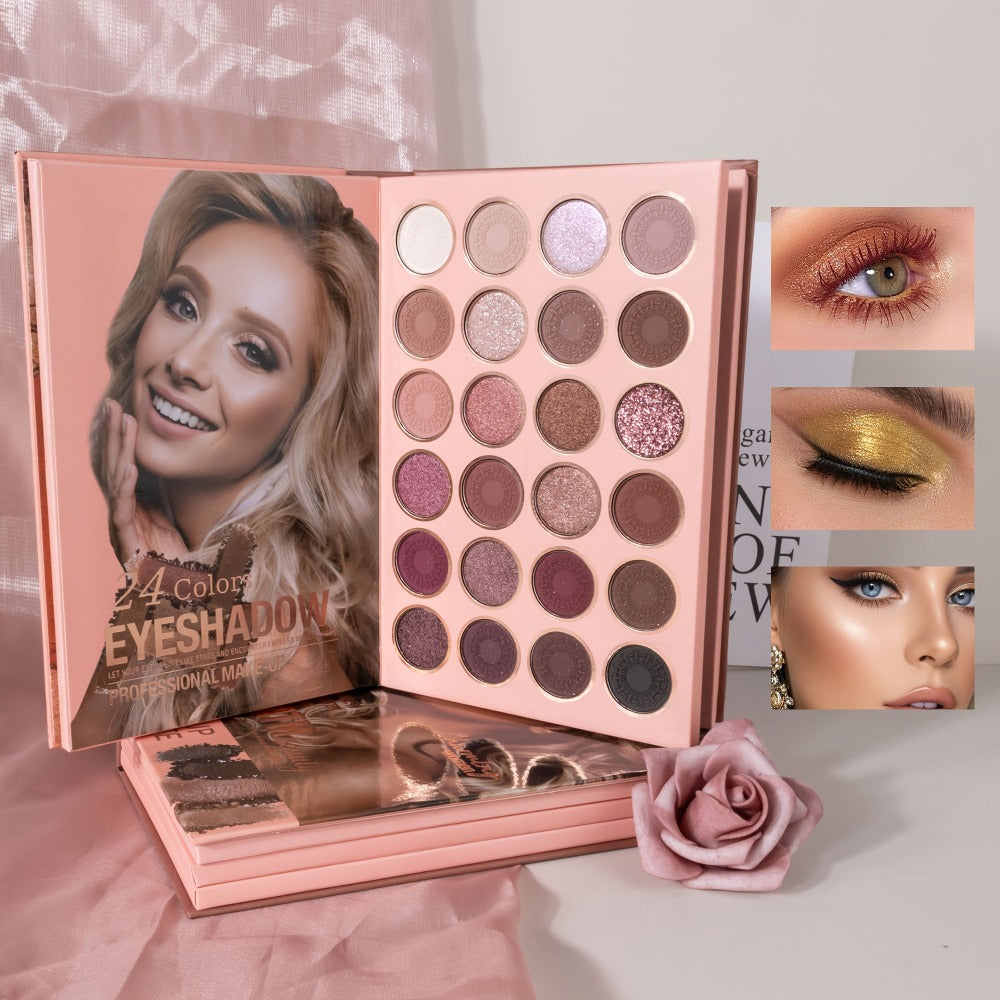 Eyeshadow Palette Book Style SHCOETY 4-in-11 Makeup Kit | 24-Color Eyeshadow + 6-Color Highlighter + 6-Color Blush + 7-Color Contour | Folding Magazine Design | All Skin Tones - product image 9