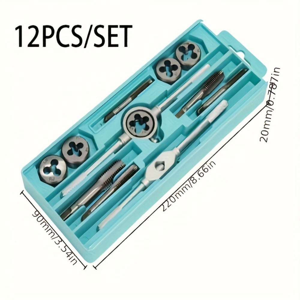 Metric Tap and Die Set 12pcs or 40pcs, M3-M12 Hand Thread Tapping Tool Kit with Plug Taps, Straight & Cone Reamers, Manual Threading Tool for DIY, Household Repair & Metalworking - product image 7