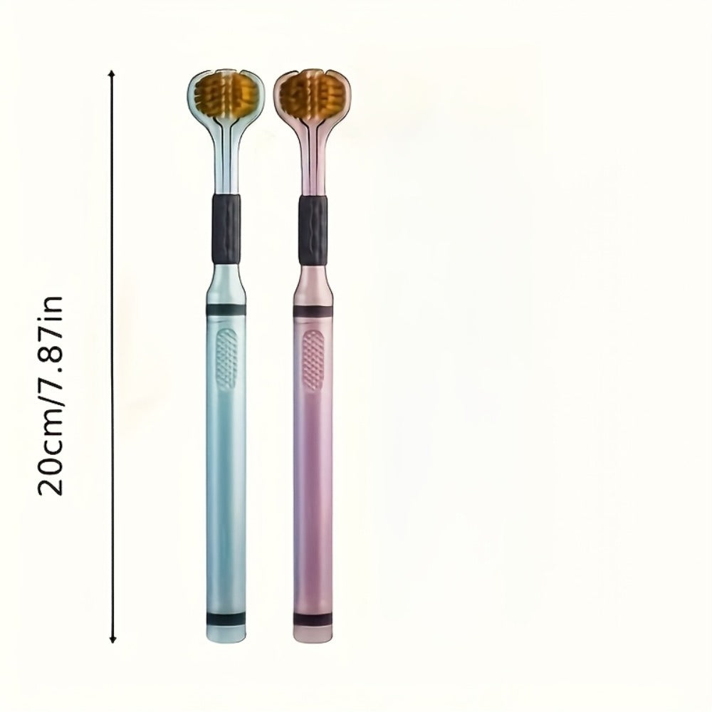 360 Toothbrush 2-Pack – Three-Head Design with Soft & Hard Nylon Bristles, 360° Cleaning, Tongue Coating Removal, Seamless Design for Braces, Bridges & Implants, Fresh Breath Oral  - product image 3