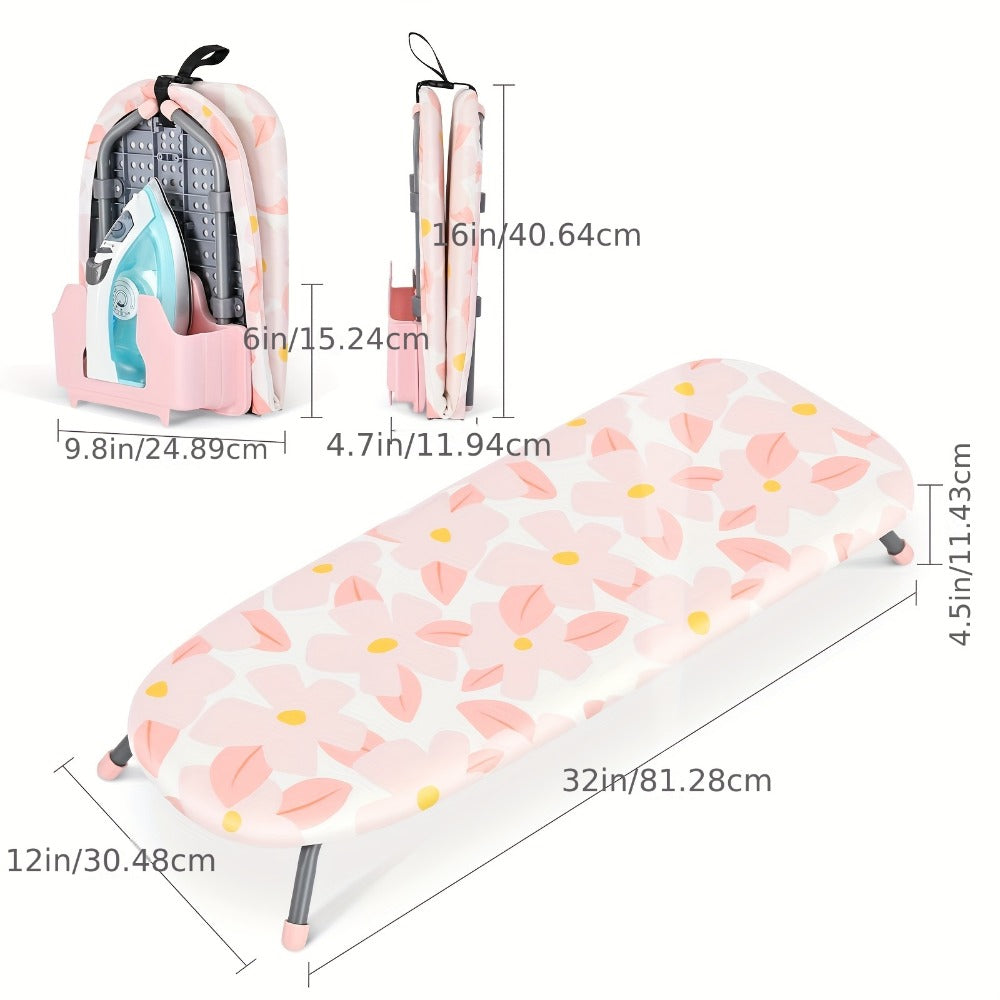 Tabletop Ironing Board with Iron Holder - Compact Portable Mini Ironing Board with Non-Slip Feet, Heat Resistant Cover, Space Saving Design for Small Spaces, Dorm, Travel - Pink - product image 6