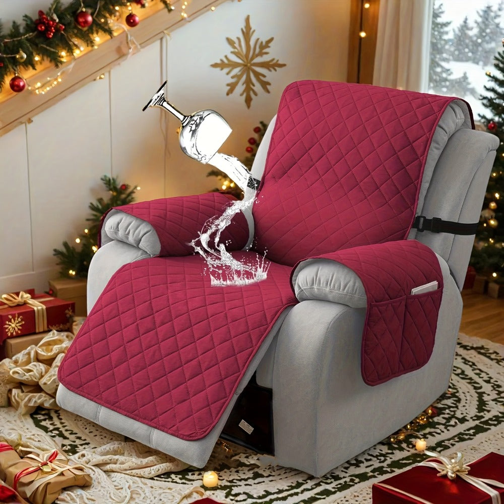 Chenille Knit Recliner Chair Cover Non-Slip Elastic Straps Drawstring Closure Pet Furniture Protector for Large Recliner 8 Colors - product image 26