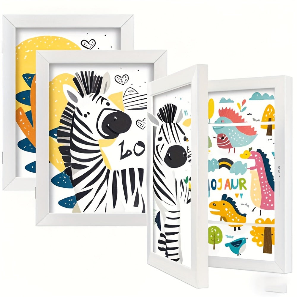 Kids Artwork Frame Front Opening Changeable 8.5x11 Children Art Display Picture Frame Holds 100+ Pieces for Drawing Crafts Photos 2 Pack 4 Pack Wood White - product image 5