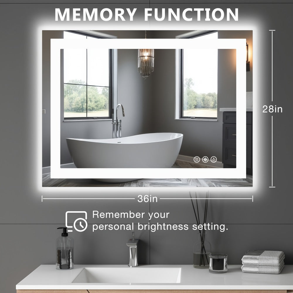 LED Bathroom Mirror with Anti-Fog – Dimmable Vanity Mirror, 3 Color Lighting Modes, Dual Light Source, Wall Mounted Horizontal or Vertical, Tempered Glass, Multiple Sizes - product image 6