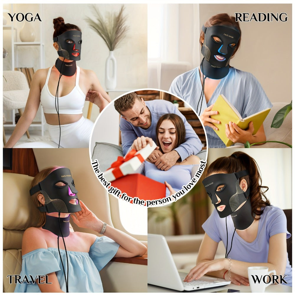 LED Light Therapy Face Mask 7 Color Red Light FDA Cleared Face and Neck Mask for Acne Whitening Anti-Aging Collagen Renewal Hydration Skin Care Home Use Rechargeable Portable - product image 11