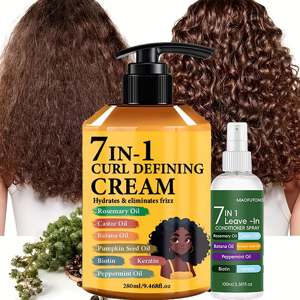 Rosemary Hair Growth Styling Cream & Leave-In Conditioner Spray Set 2pcs - 7-in-1 Formula with Castor, Batana & Pumpkin Seed Oil, Biotin & Keratin for All Hair Types | 9.47oz + 3.3 - product image 3
