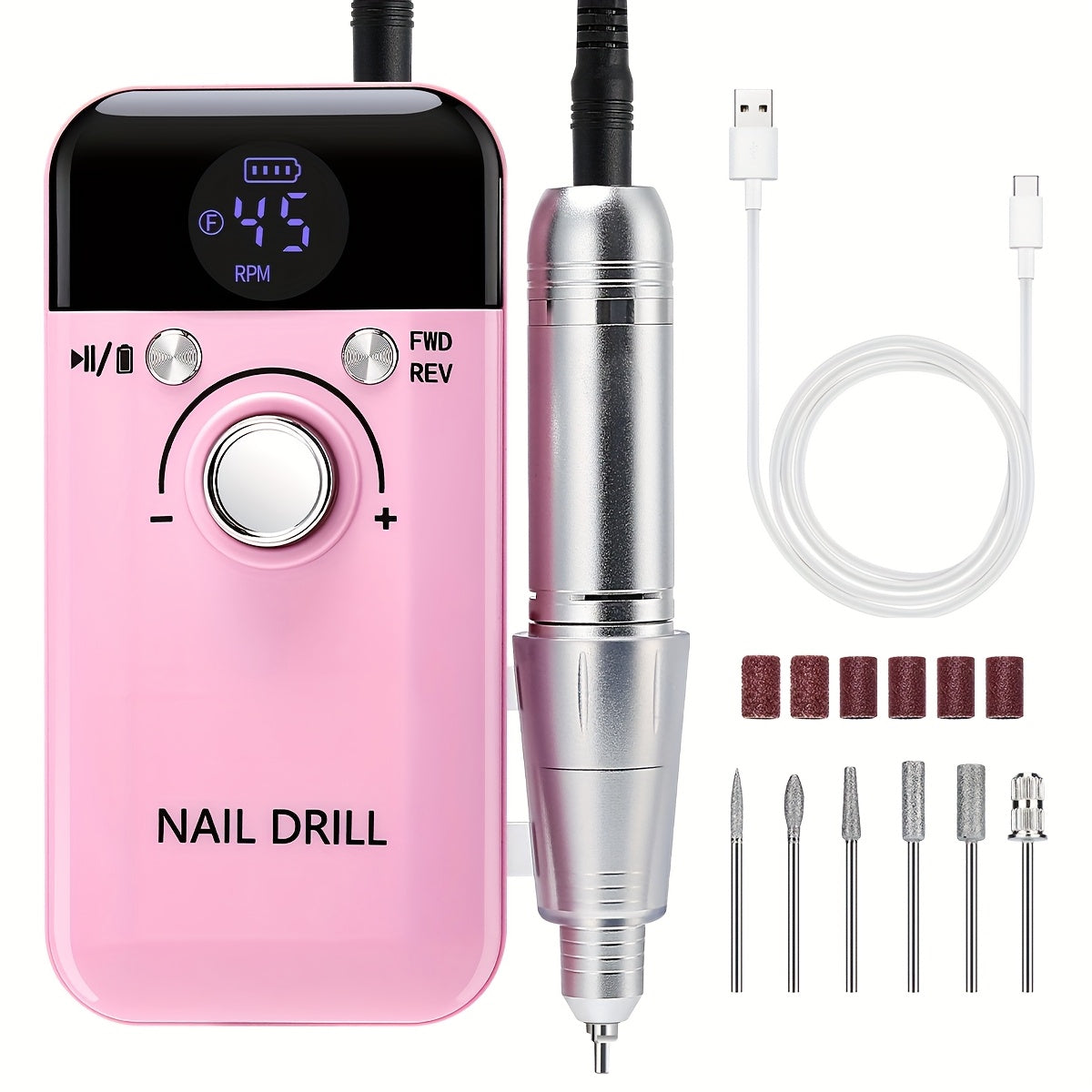 45000RPM Electric Nail Drill Machine Rechargeable Cordless with LCD Display Professional Nail File Drill for Acrylic Gel Nails Cuticle Removal Manicure Pedicure Polisher Home Salon - product image 17