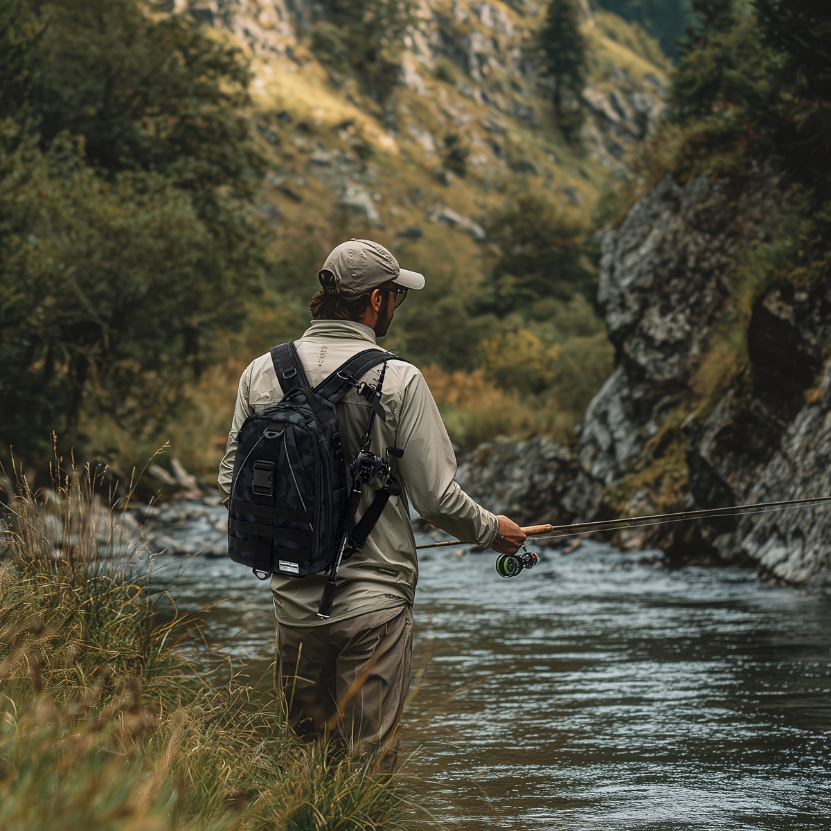 Waterproof Fishing Backpack Tackle Sling Bag | Rod Holder Daypack for Shore, Kayak & Fly Fishing | Men Women Outdoor Gear - product image 18