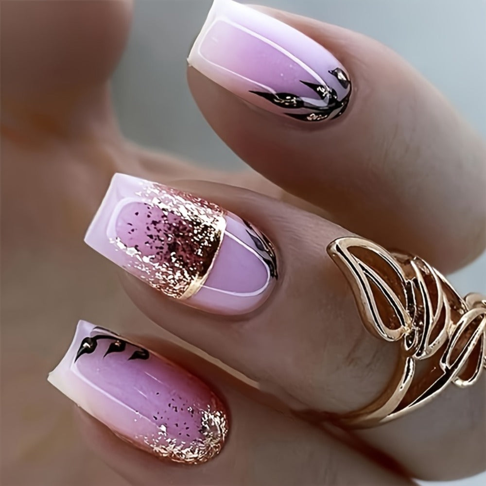 Ombre Press On Nails 216 Pieces 9 Packs – Gradient French Tip & Marble Square Full Cover False Nails for Women Girls | Colorful Nail Art Kit for Parties Weddings Daily Wear | Reusa - product image 3