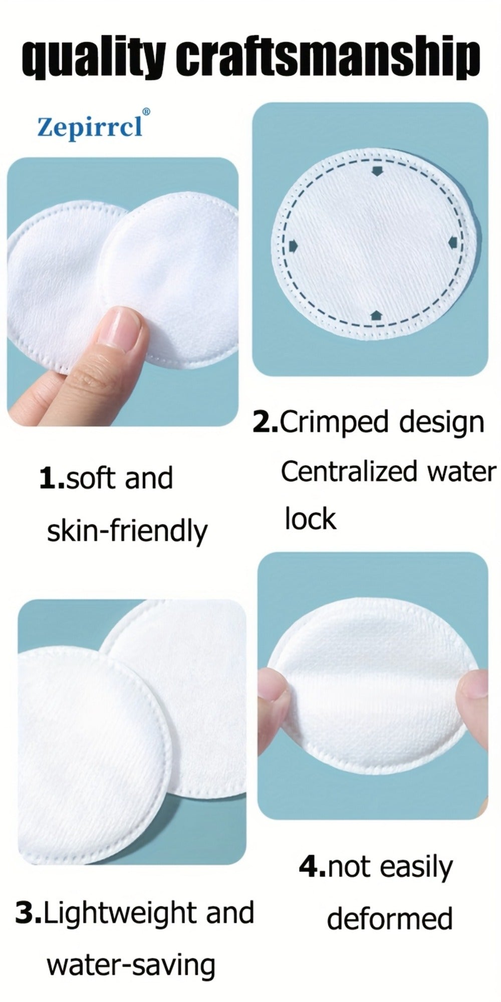 Cotton Rounds Makeup Remover Pads 600pcs — Soft Lint-Free Disposable Facial Cleansing Pads for All Skin Types, Toner Application, Eye & Nail Polish Removal, 6 Packs x 100 Count - product image 12