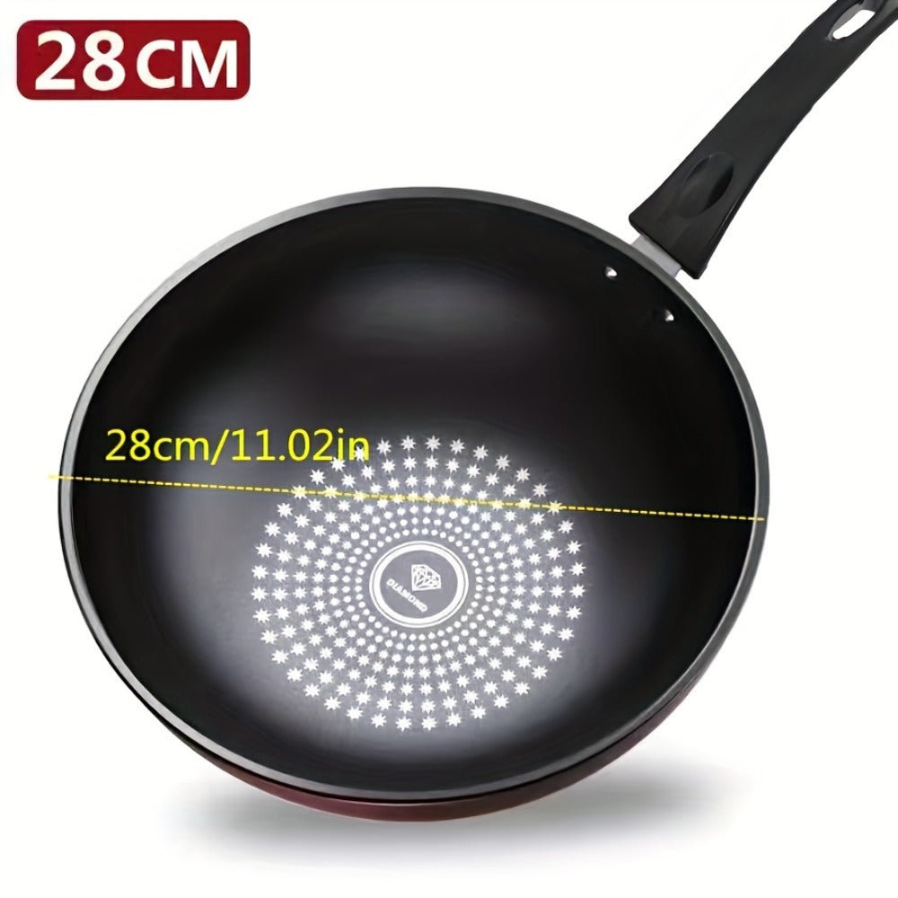 German Diamond Non-Stick Stir Fry Pan - Rice Stone Coating Smokeless Flat Bottom Wok for Induction Cooker Gas Stove, Multi-Purpose Household Frying Pan - product image 4
