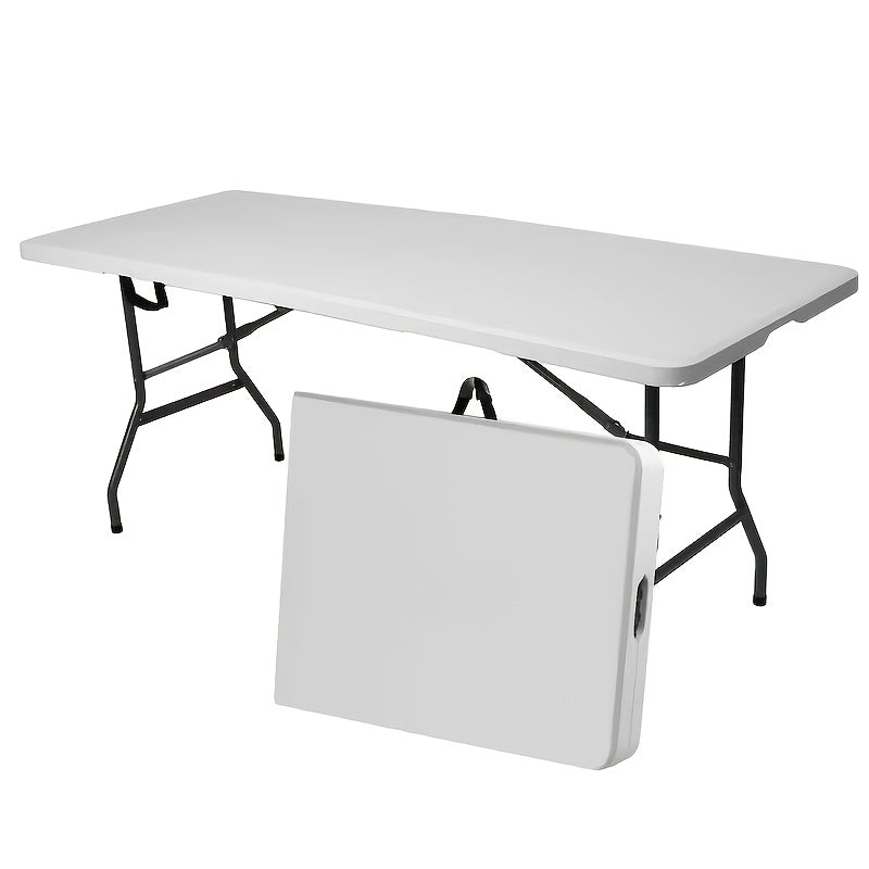 Folding Picnic Table Travel-friendly Plastic Camping Table Indoor Outdoor with Carrying Handle Lock 4FT 6FT Featherlight Fold Up Dining Table for Camping - product image