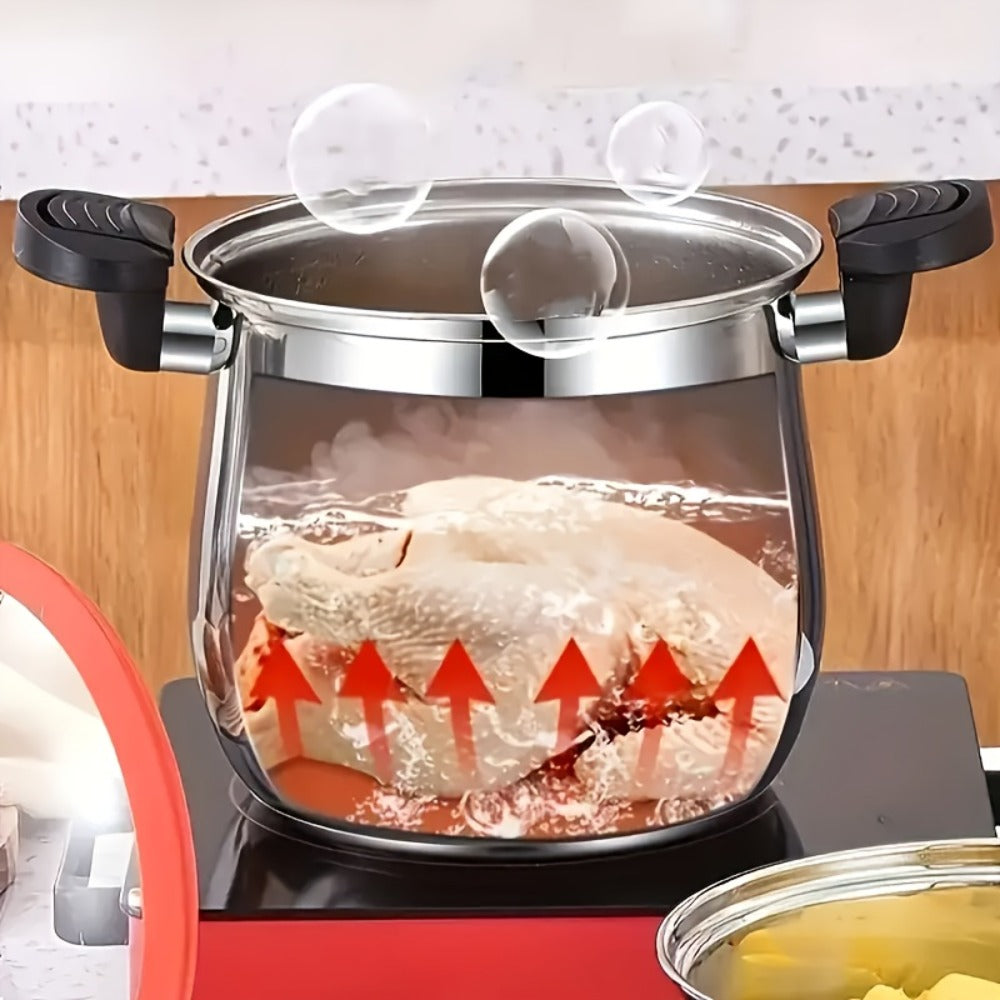 Stainless Steel Quick Cooking Pot with Lid Large Capacity – Food-Grade Non-Stick Scratch-Resistant Saucepan | Induction & Gas Stove Compatible Stew Soup Pot Even Heating Kitchen Co - product image 7