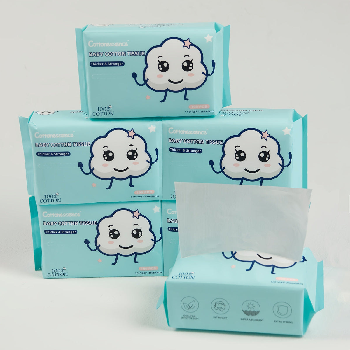 100% Cotton Disposable Face Towels Draw-Style Box 200 400 600 Count — Soft Thick Lint-Free Cleansing Wipes for Facial Care Makeup Removal Wet & Dry All Skin Types Women - product image 14