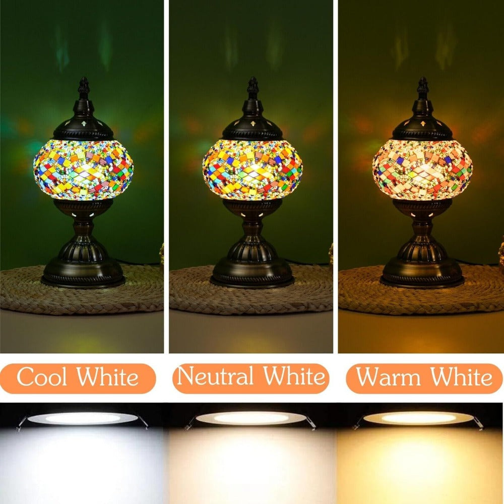 Mosaic Table Lamp Handcrafted Turkish Glass Bedside Lamp 3-Color Dimmable with Metal Base Bulb Included - product image 6