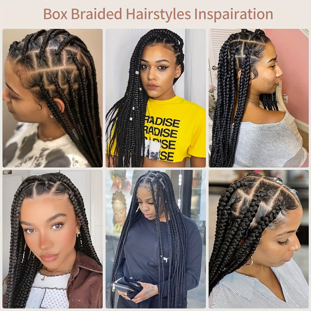 Curly Braid Full Lace Wig 40 Inch Handmade Lace Frontal Natural Black Extra Long Cascading Braids Protective Style for Women | Special Events Weddings Parties - product image 11
