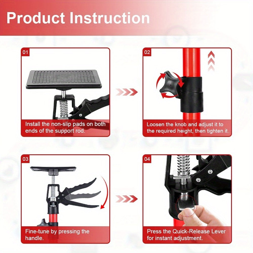 Telescopic Support Rod Adjustable 11.8-114in 154 lb Heavy Duty Anti-Slip Third Hand Support System 2pcs Drywall Lifting Cabinet Jack Wardrobe Installation Prop Tool-Grade Support K - product image 11