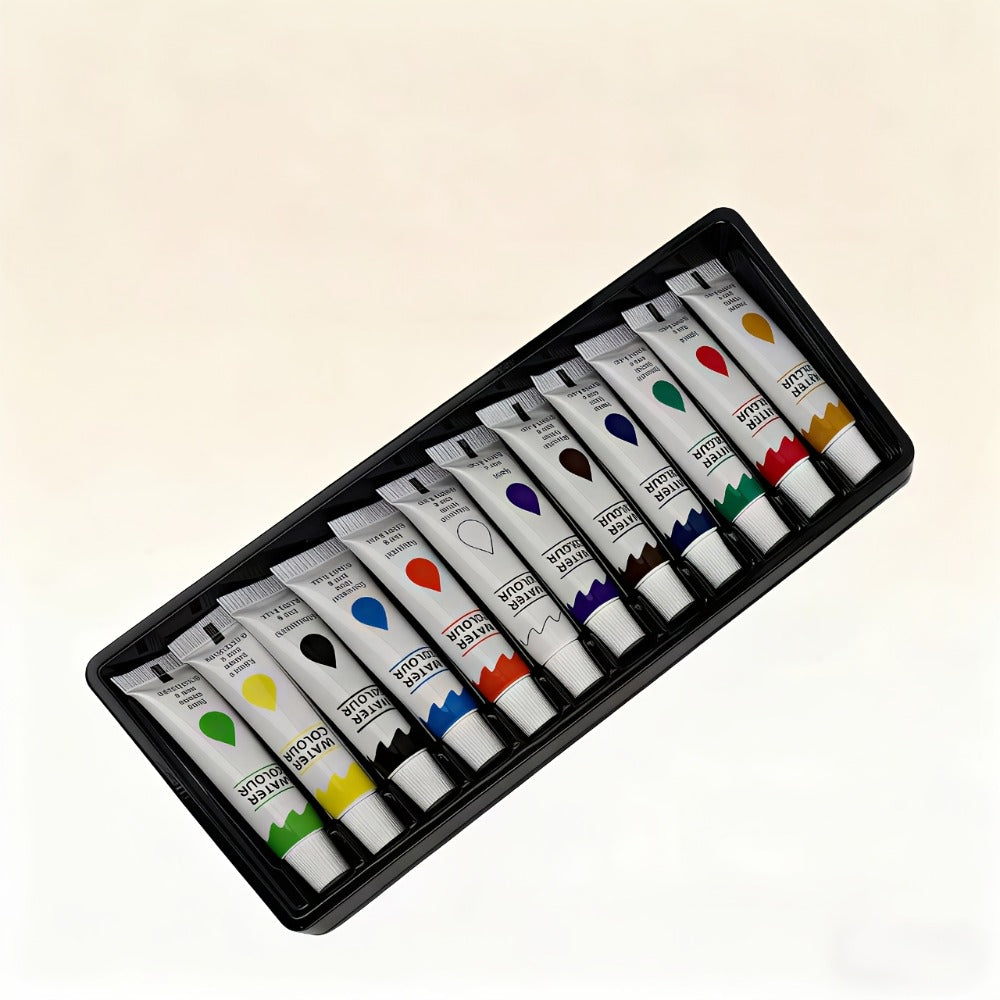 Carry-along Watercolor Paint Set 24 Colors with 15-Grid Palette 3 Brushes and 6 Accessories Pocket Painting Kit for Outdoor Sketching Travel Artists Kids Adults