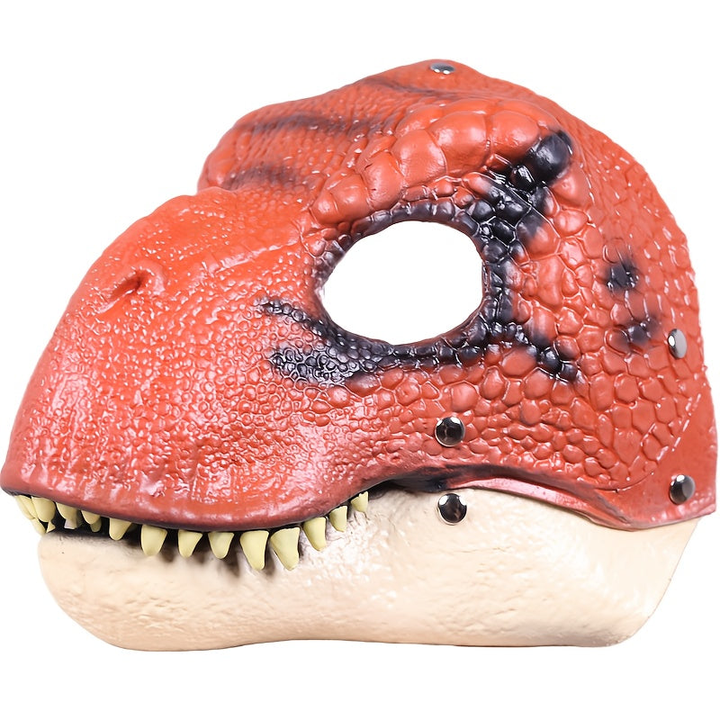Breathable Natural Rubber Halloween Costume Prop for Cosplay, Role Play, Pranks & Parties, Orange Gray Green, Gift for Adults & Teens | Realistic Dinosaur Latex Full Head Mask with Openable Mouth