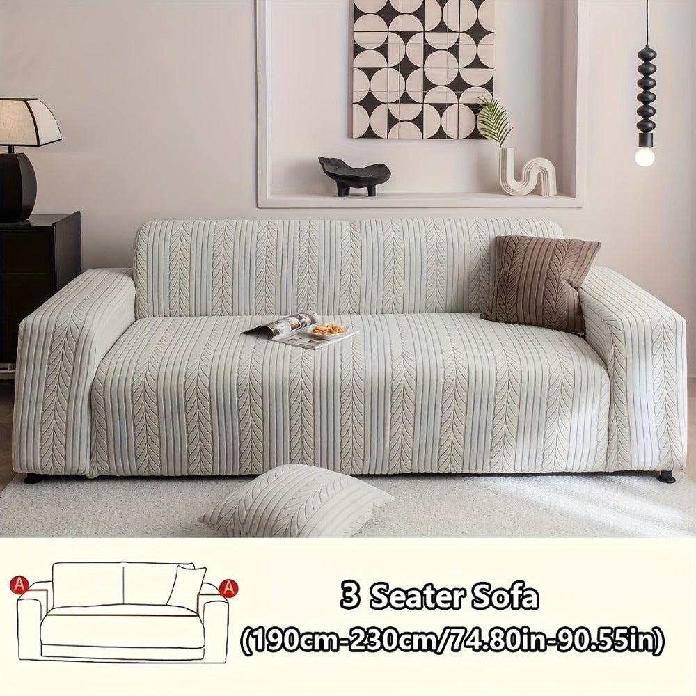Sofa Cover Stretchy Washable Slipcover for 1 2 3 4 Seater Couch, Zigzag Textured Fabric, Scratch Slip Resistant Furniture Protector, Cream White Light Grey Dark Gray Coffee Brown - product image 12