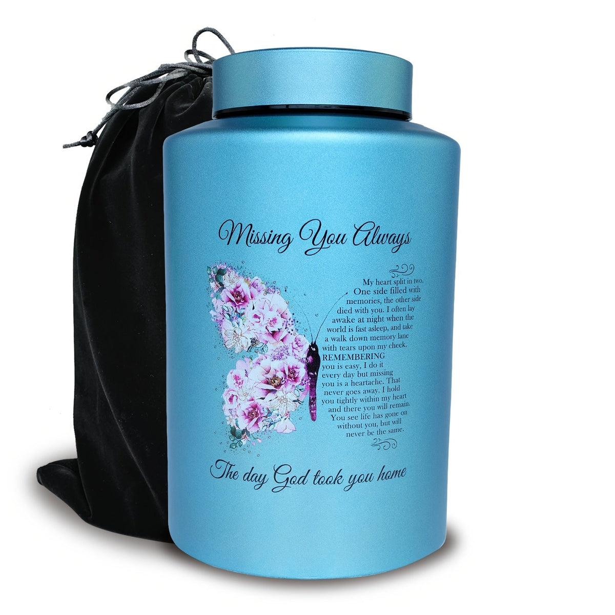 Cremation Urns for Human Ashes Large – Stainless Steel Memorial Urn Holds 220 lbs, Decorative Butterfly Cardinal Fairy Design, Screw Lid & Seal Ring, Velvet Pouch Included, Adult F - product image 15