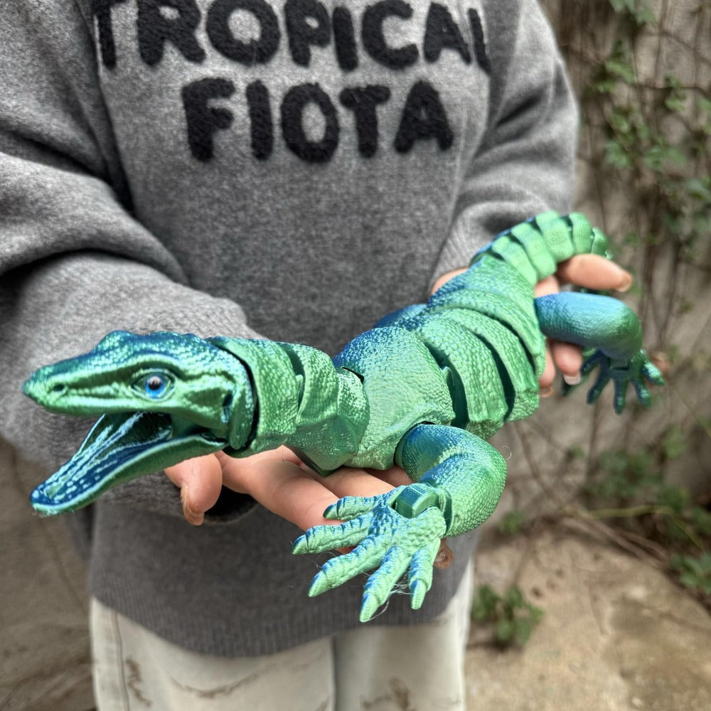 Giant Lizard Figurine 21 Inch 3D Printed | Realistic Reptile Animal Model Openable Mouth Hassle-free 3-Part Assembly 7 Color Styles, Desk Decor Unique Gift for Kids Adults Reptile Lovers