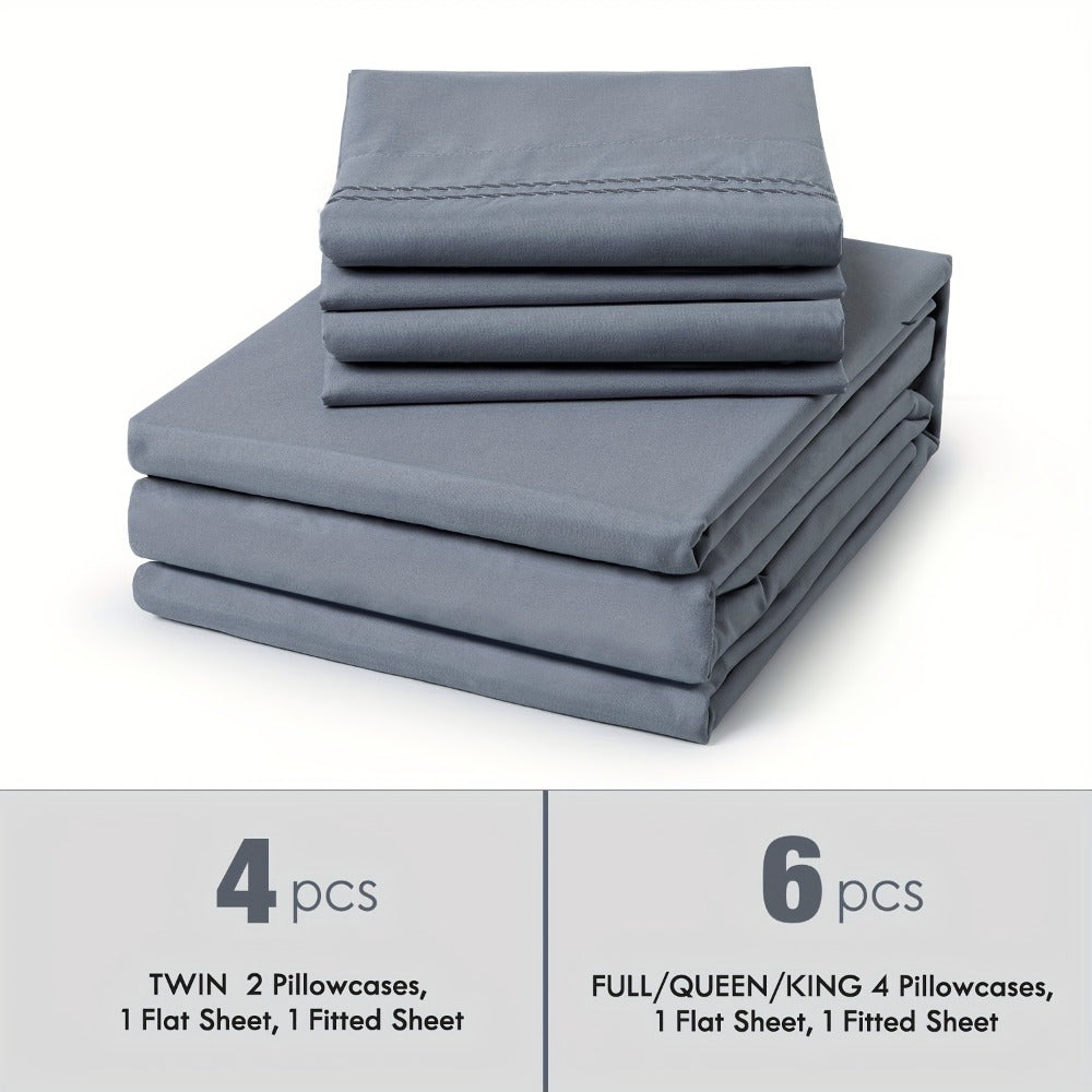 Bed Sheet Set Deep Pocket Soft Microfiber - Fitted Sheet Flat Sheet & Pillowcases Twin Full Queen King - Cooling Breathable Fade Resistant Sheets for Daily Use Dorms Guest Rooms - product image 9