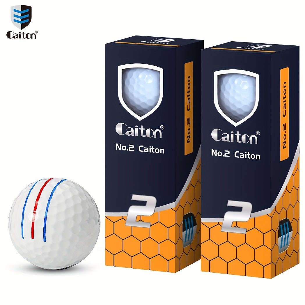 Golf Balls 6pcs Long Distance High Speed with 360-Degree Aiming Line Add 40+ Yards Distance Sturdy Performance Golf Ball Set for Men Women Beginners Advanced Players Practice Training