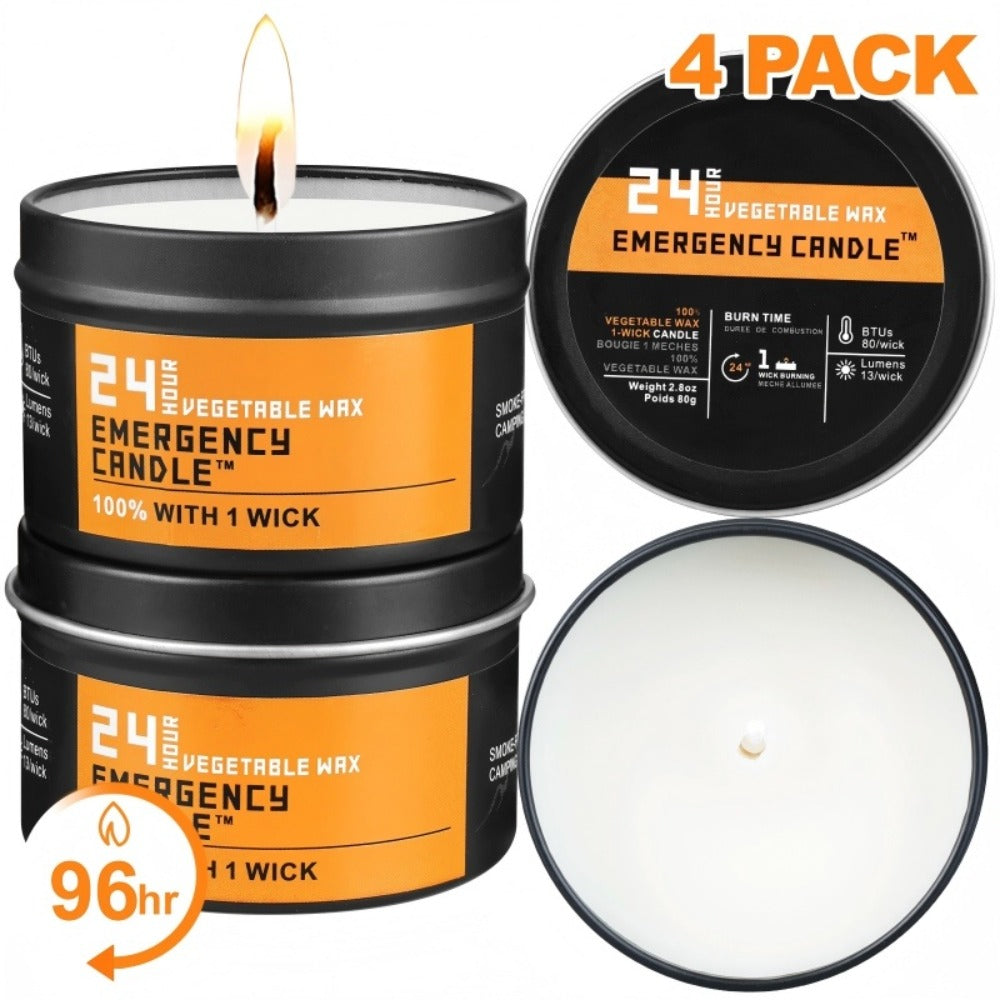 Emergency Soy Wax Candles 24-Hour Long Burning – 4 or 6 Pack Unscented Single-Wick Candles in Golden Tin for Power Outages, Survival, Camping, Hunting & Outdoor Activities | Bulk E - product image 3