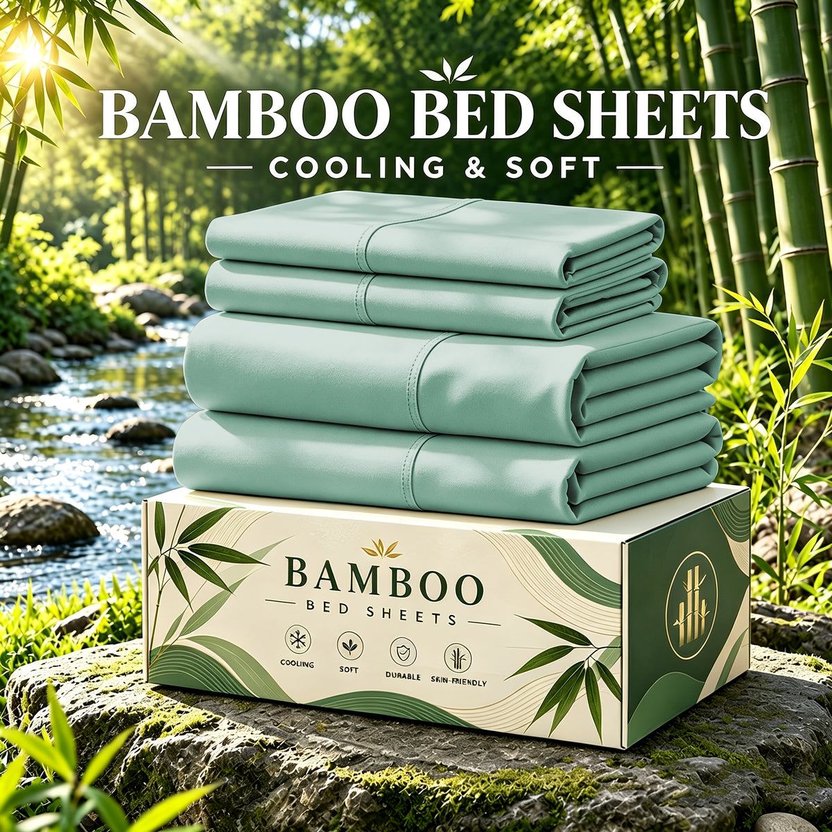 6 pcs Deep Pocket Cooling Bamboo Sheet Set, Luxurious and Ultra-Soft, Breathable, 16 Inch Extra Deep Pocket, Twin, Full, Queen, King, Multiple Colors to Choose - product image 25