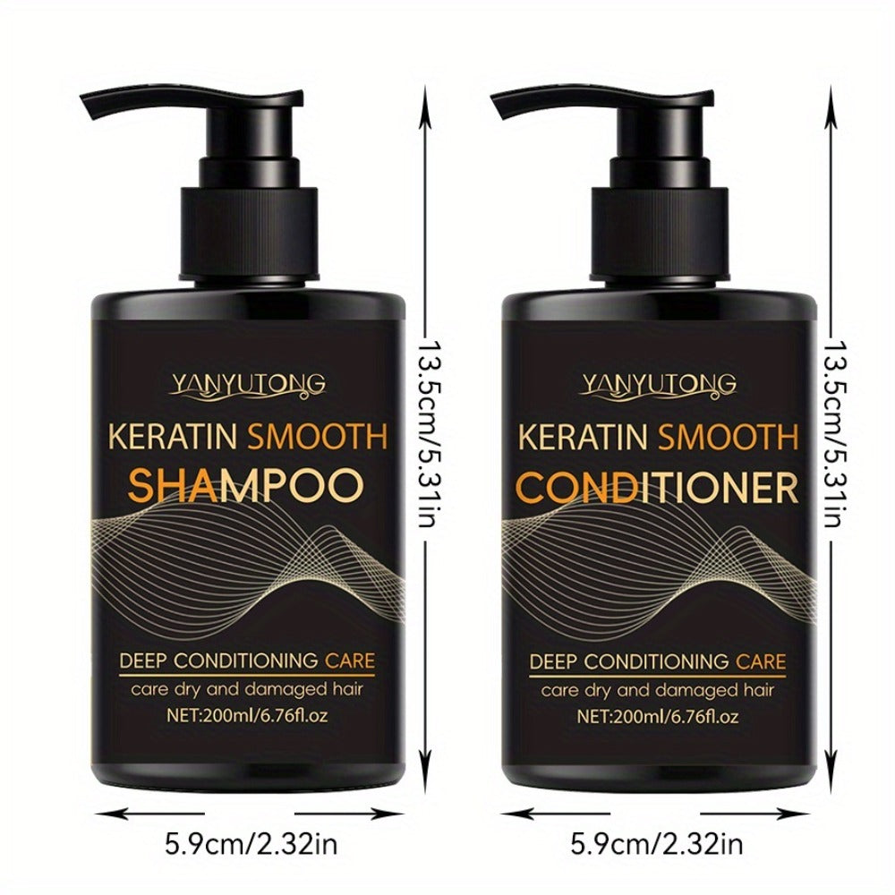 Professional Keratin Smoothing Shampoo and Conditioner Set 6.76oz Each – Repairs Color-Treated & Heat-Damaged Hair, Prevents Breakage Split Ends & Frizz, Deep Moisturizing for All  - product image 5