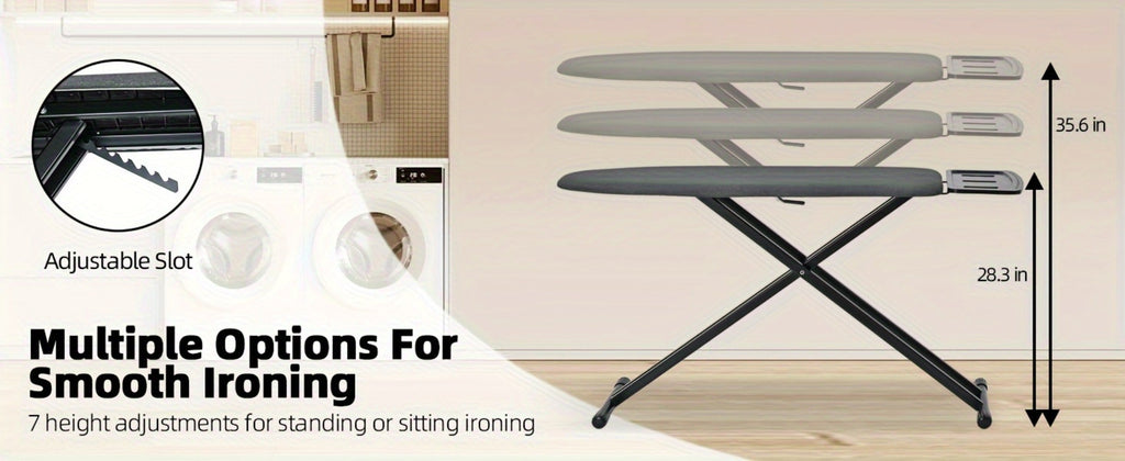 Full Size Ironing Board 43x13 In with Iron Rest, Adjustable Height & Thick Heat-Resistant Padded Cover, Sturdy Anti-Skid Metal Legs, Lightweight Freestanding Iron Board for Home La - product image 7