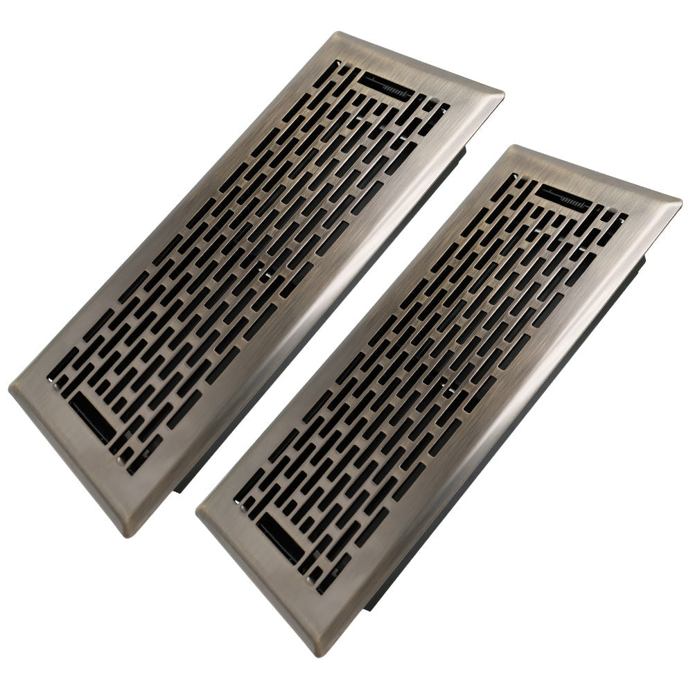 Floor Vent Register Cover 4x10 Inch Heavy Duty Walkable Steel Decorative Air Vent Grille Adjustable Airflow for Home HVAC 2-Pack Savannah Boston Design Multi Finish - product image 11