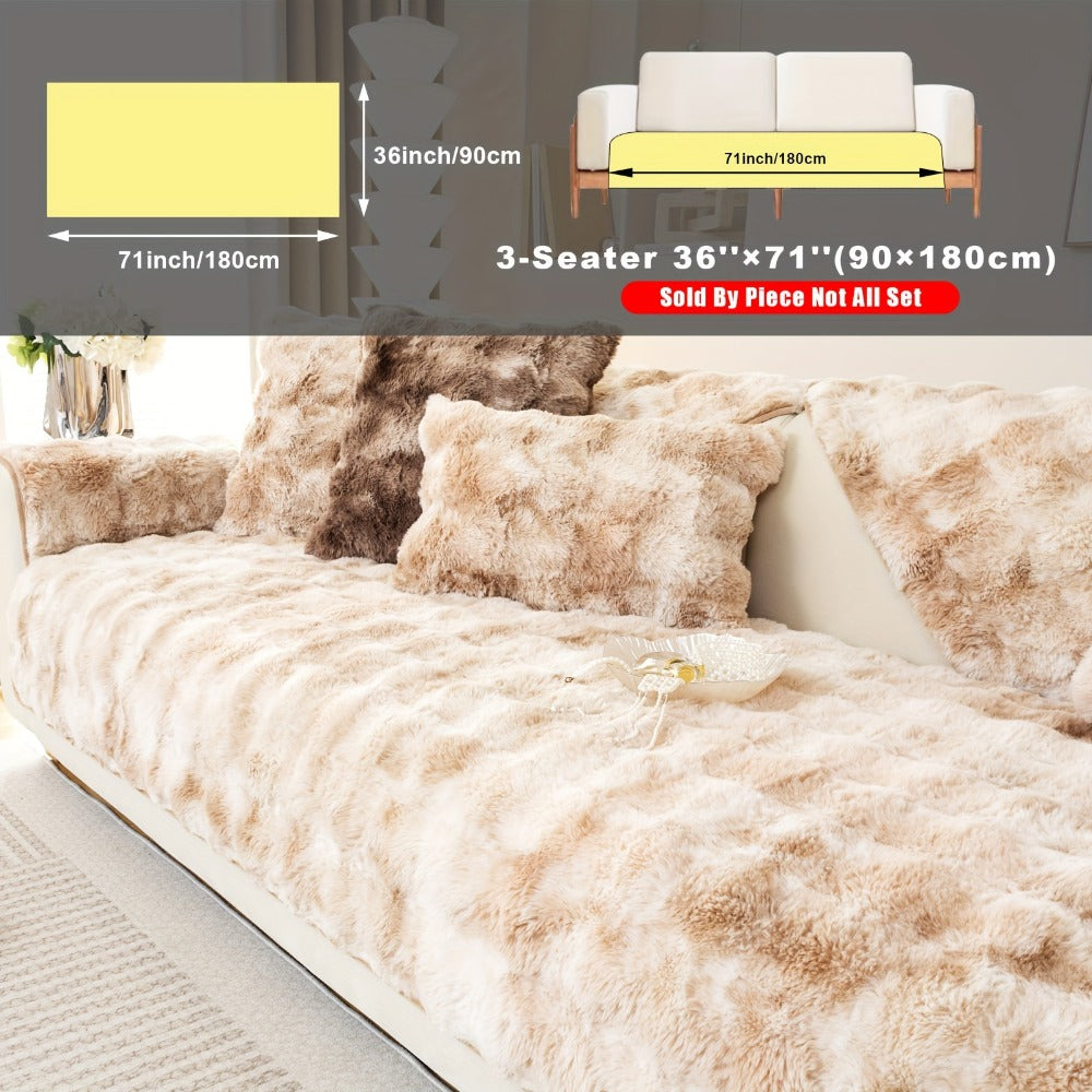 Plush Sofa Cover Faux Lamb Thick Fluffy Couch Slipcover Pet Friendly Machine Washable Gradient Color Polyester Furniture Protector for Armchair Single Double Triple Sofa Living Roo - product image 35