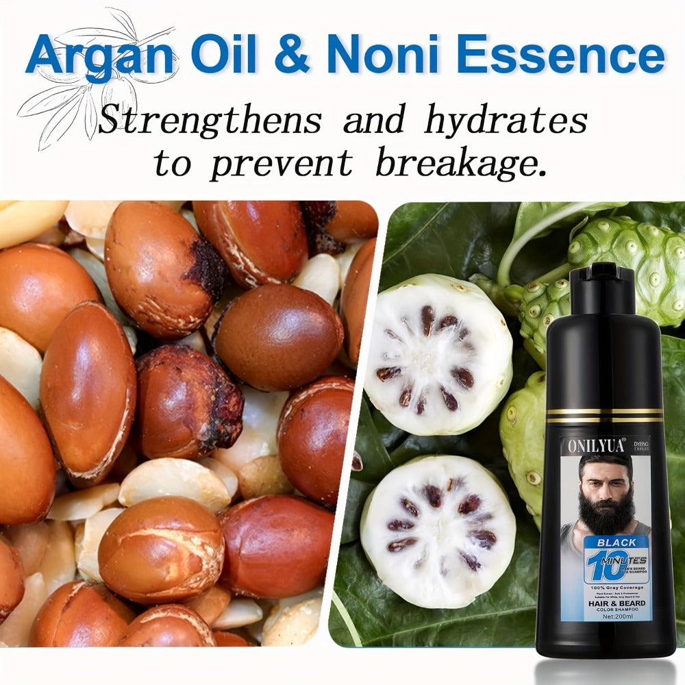 Beard Dye Shampoo for Men 2-in-1 Hair & Beard Grey Coverage Argan Oil No-Mix Formula – Fast 5-20 Min Long-Lasting Natural Color 6.76 oz Mustache Goatee Facial Hair - product image 8