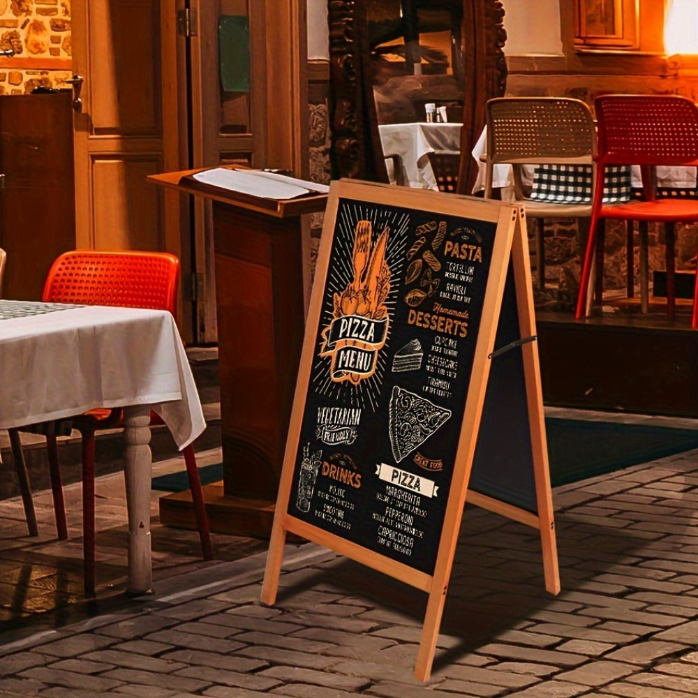 A-Frame Chalkboard Sign Double Sided Magnetic Wooden Standing Blackboard Menu Display Board for Restaurant Coffee Shop Bar Sidewalk Sandwich Board 39x20 Inch - product image