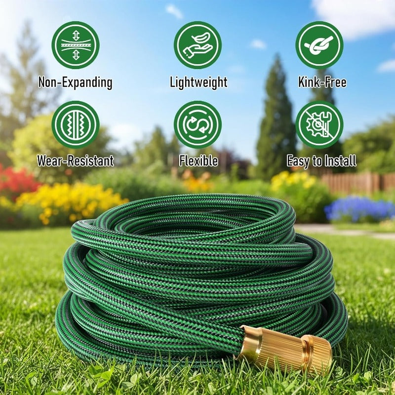Heavy-Duty Rubber Garden Hose with 9-Function Nozzle | Non-Expandable, Kink-Resistant – 25/50/75/100FT - product image 2
