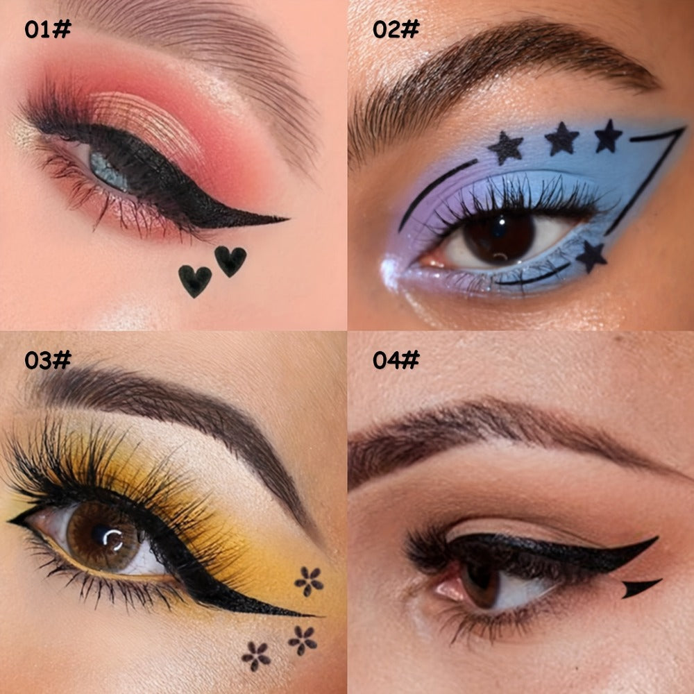 Winged Eyeliner Stamp Pen Set Double-Ended 8 Wing Styles Waterproof Quick-Dry Liquid Liner Kit for Beginners Red Black Cat Eye Makeup Tool Symmetrical Flick - product image 9