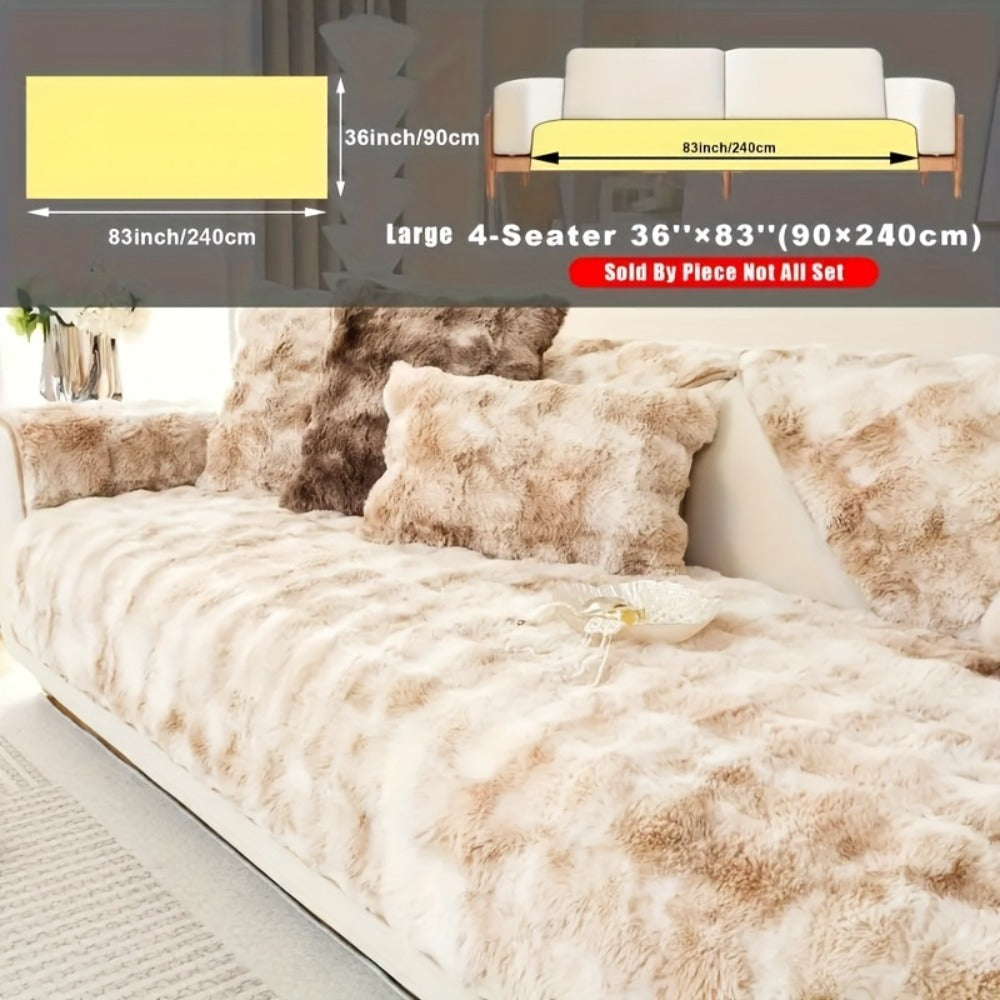 Plush Sofa Cover Faux Lamb Thick Fluffy Couch Slipcover Pet Friendly Machine Washable Gradient Color Polyester Furniture Protector for Armchair Single Double Triple Sofa Living Roo - product image 7