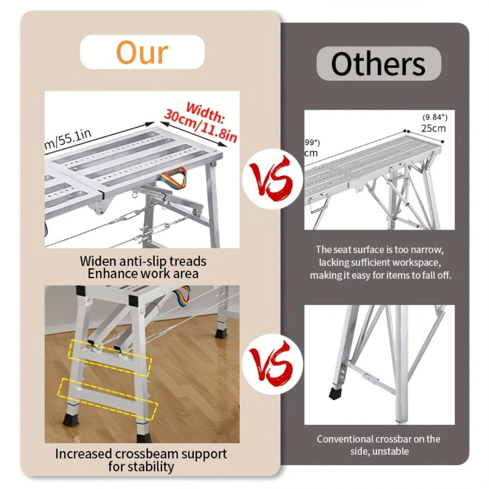Folding Scaffold Step Stool Adjustable Height 39-79" Portable Steel Work Platform 1300 lb Capacity for Home Renovation Painting Car Washing RV Cleaning - product image 14