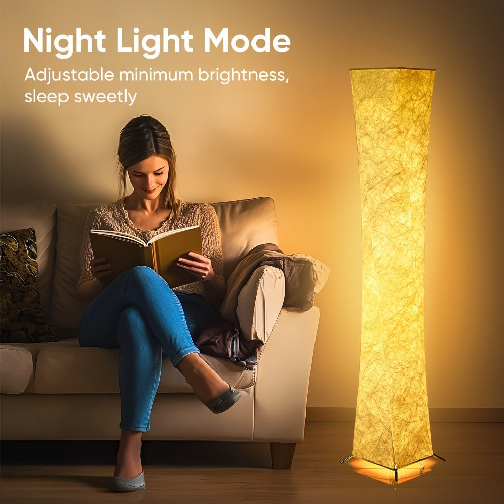 LED Floor Lamp 52 Inch Modern – Adjustable 3000K Warm Light with Remote Control, USB Port, Matte Metal Finish & Tyvek Shade for Bedroom, Living Room & Game Room Space Decor - product image 9
