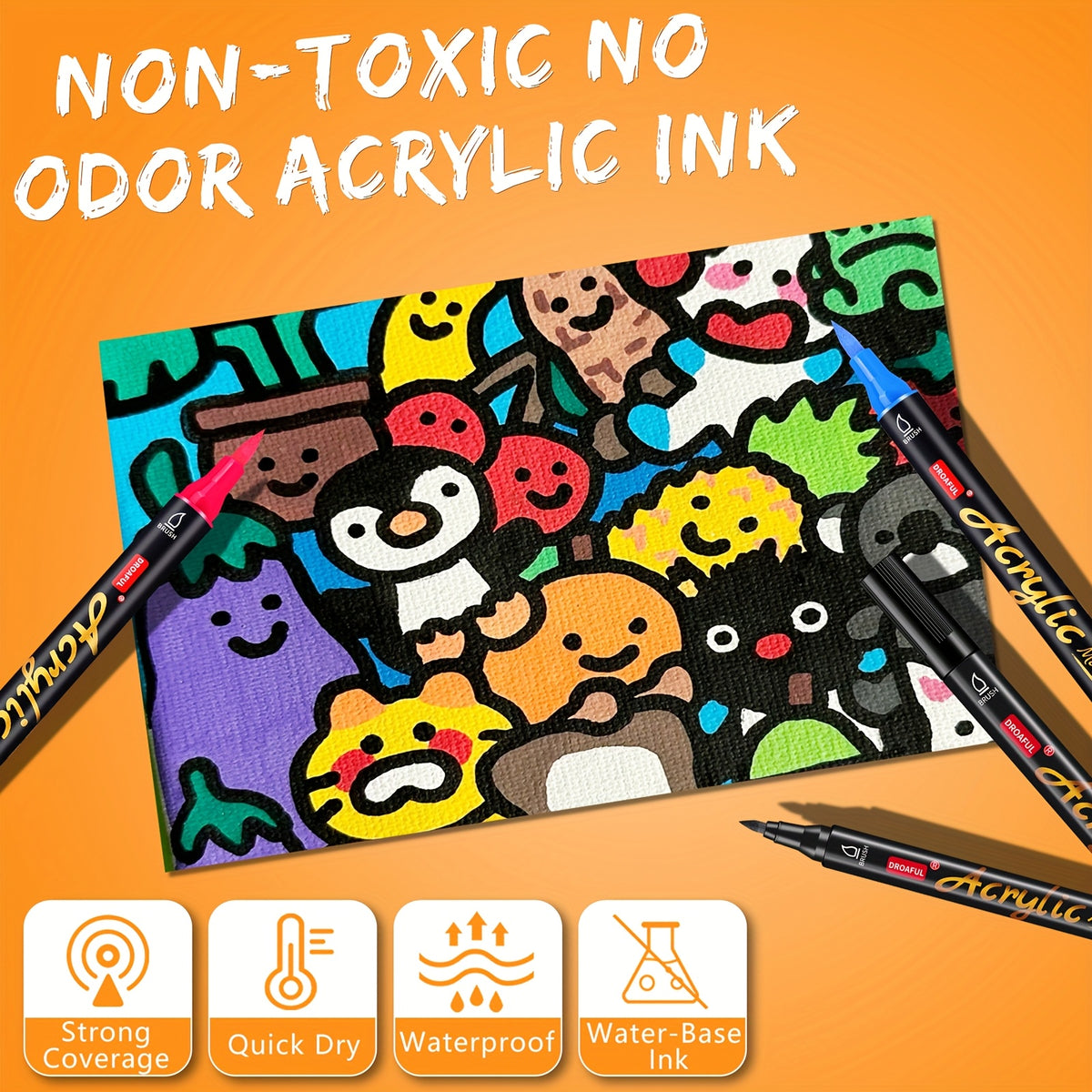108/72/36 Color Acrylic Paint Markers | Dual Tips, Water-Based, Non-Toxic & Odorless, Suitable For Rock, Fabric, Metal, Glass, Wood, Canvas, Ceramic, Plastic - product image 5