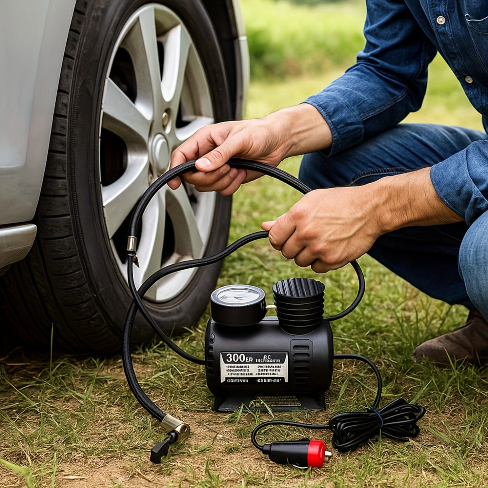 12V Car Tire Inflator Pump 300PSI, Portable Air Compressor for Car Truck Motorcycle Bike Tires, No Battery Needed, Metal Body Compact Design, Digital Pressure Gauge, Emergency Tire - product image