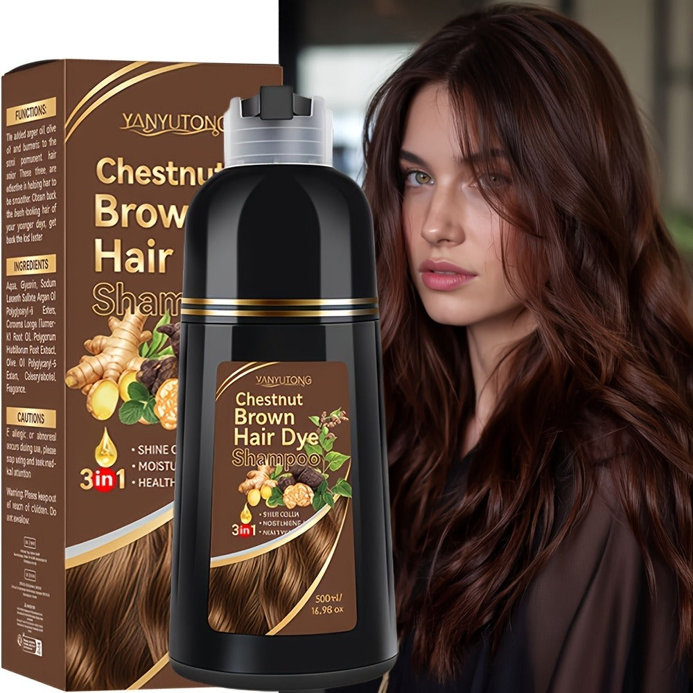 Ammonia-Free Herbal Hair Color Shampoo 3-in-1 Colors in 15 Minutes Lasts 30 Days - Semi Permanent Gray Coverage Moisturizing Cleansing Black Dark Brown Chestnut Brown Red for Women - product image 18