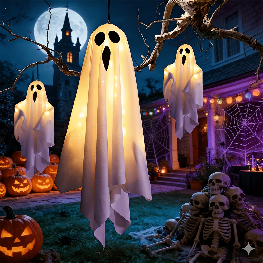 3pcs 20 Inch for halloween Hanging Ghosts, LED Flying Ghost IP44 for Halloween Decorations Outdoor Indoor Front Tree Yard Porch Glow in The Dark, Holiday for - product image 4