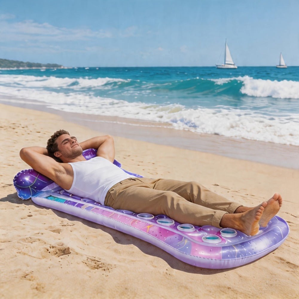 Inflatable Pool Float Sequin Gradient, Rectangular PVC Floating Bed with Ventilation Holes & Flash Gradient Colors, Buoyancy Water Lounge for Indoor Outdoor Pool Beach Lake - product image 9
