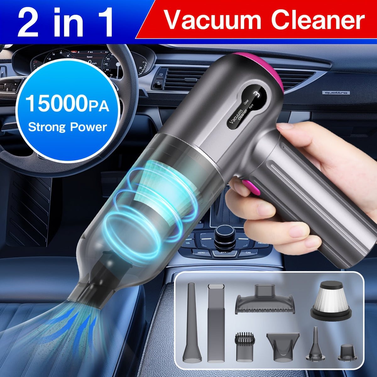 Cordless Car Vacuum Cleaner USB Rechargeable – Powerful Handheld Vacuum with Blow & Suction, Multiple Accessories for Car, Home, Office & Outdoor Use, Portable Strong Suction Auto  - product image 10