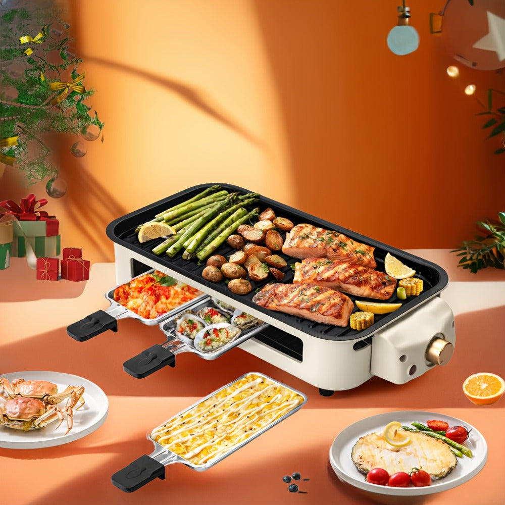 Indoor Electric Smokeless Grill 1500W – Raclette Table Grill with 3 Mini Pans, 16x9" Non-Stick Detachable Plate, Dishwasher Safe, Portable for Home Kitchen - product image 8