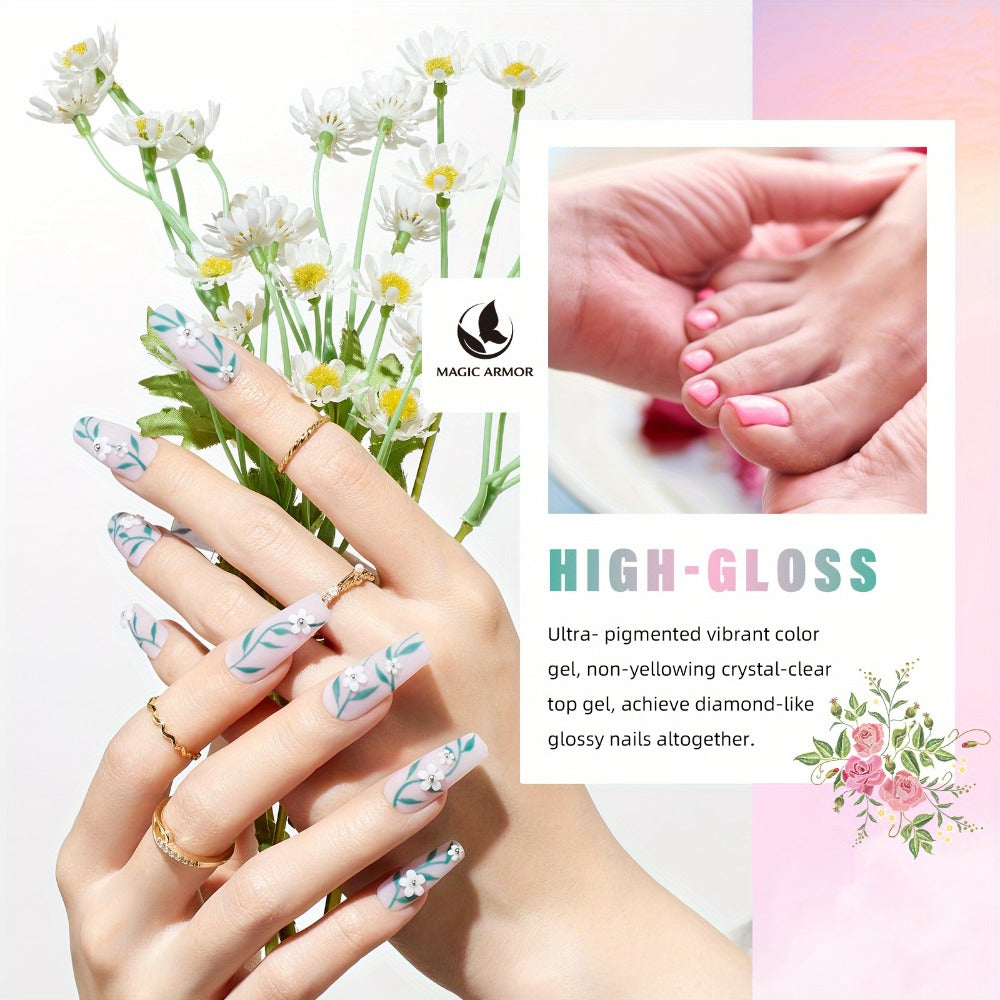 Pastel Gel Nail Polish Set 32 Colors Floral Rhapsody Series – Nude Gray Pink Blue Soak-Off UV/LED Curable, Four Seasons Manicure Starter Kit for Women Salon & Home Nail Art Gift - product image 3